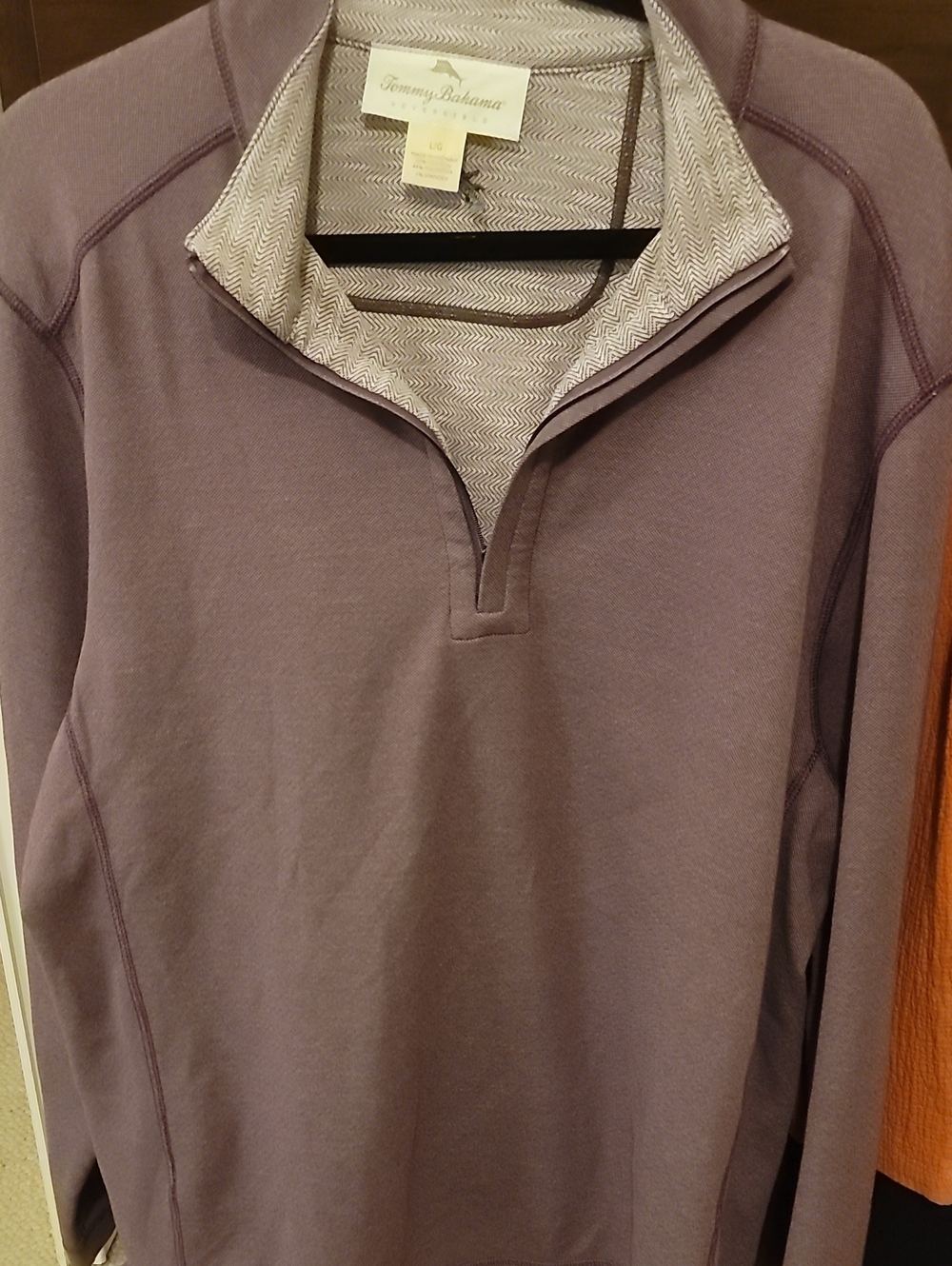 NWOT Mens Tommy Bahama Reversible Half Zip Pullover Matte Plum Size Large